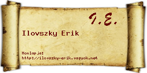 Ilovszky Erik névjegykártya